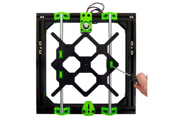 Move the y-carriage back and forth while gradually tightening the 6x M3x14mm Socket Head Cap Screws on the y-bearing holders.