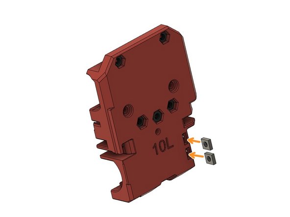 Insert 2x M3 square nut.