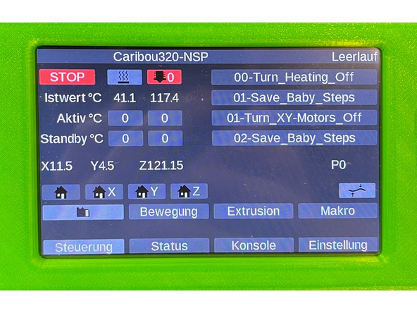 Schalten Sie den Drucker nun ein und warten bis eineÜbersicht erscheint.