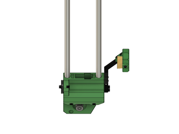 Stellen Sie sicher, dass die Wellen bis zum Anschlag eingeschoben sind, indem Sie durch das kleine Fenster auf der Rückseite des x-Motorhalters schauen.