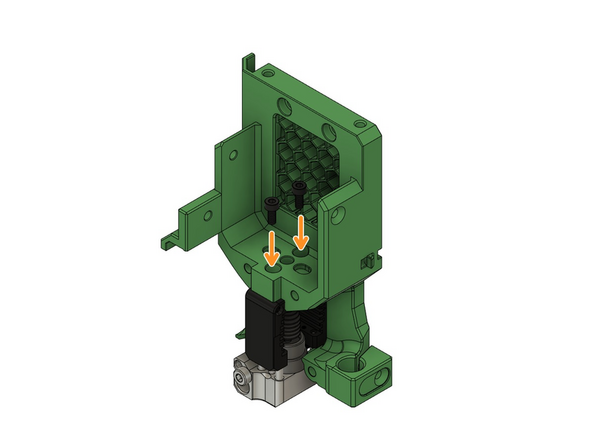 Verwenden Sie 2x M2.5x6mm Zylinderkopfschrauben, um das Hotend zu befestigen.
