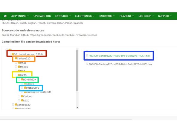 Visit Caribou3d.com to select the matching firmware for your printer model: