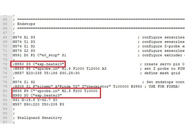 Öffnen Sie den editor oder ein Textprogramm. Fügen Sie die folgende Zeile ein: M280 P0 S10 . Speichern Sie die Datei unter dem Namen: deployprobe.g