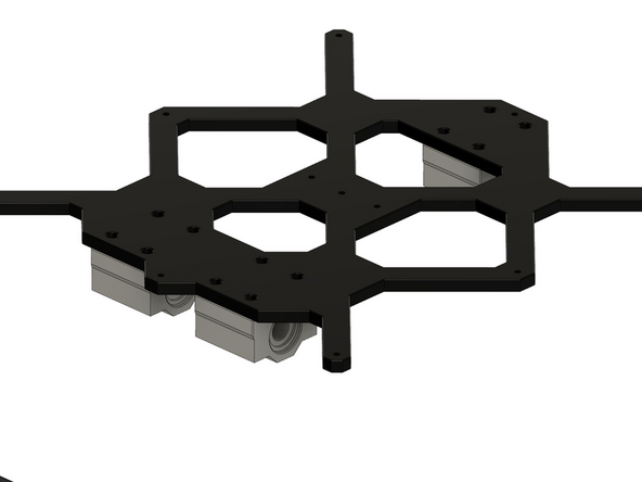 Die LHBB10 Kugellager werden am y-Schlitten mit je 4x M5 Unterlegscheiben und 4x M5x18mm Zylinderkopfschrauben lose befestigt.