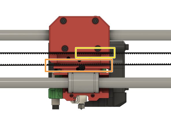 Route the belt through the x-idler and the x-motor holder (not shown here).