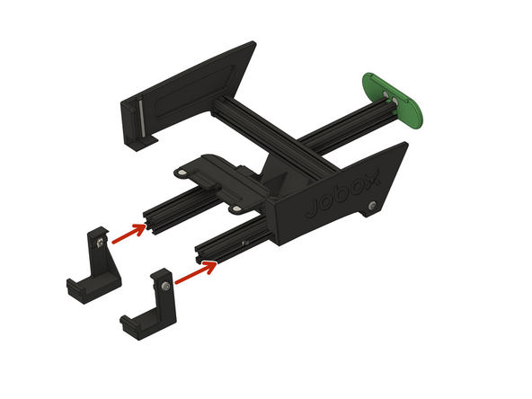 Slide the two plastic holders about 2cm onto the aluminum profiles of the magazine.