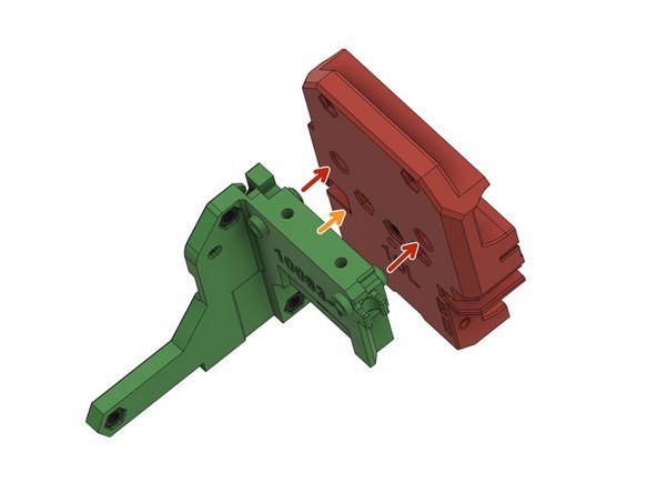 Richten Sie die Löcher des Extruder Halters und des x-Schlittens aufeinander aus.