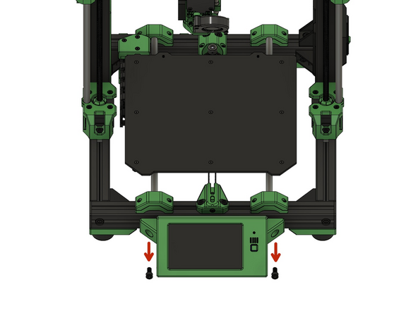 Lösen Sie die 2x M6x12mm Zylinderkopfschrauben vom Display.
