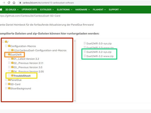 Wählen Sie im Dateimanager auf der Website folgende Schaltflächen aus: