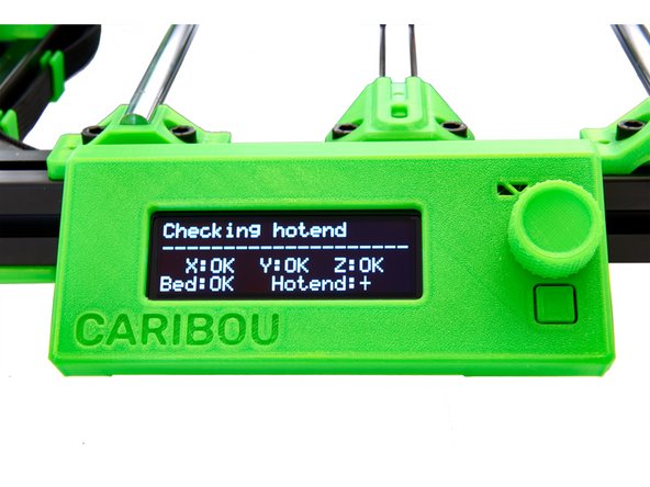 If an error message appears, check if there are cables sticking out from the sides of the extruder which are blocking the axis. For the y-axis, check the installation of the bearing holders and the installation of the belt holder or pulley.