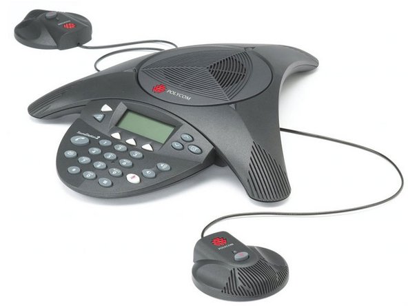 OPTIONAL: Plug the additional microphones into the speakerphone for wider coverage of the speaking participants.