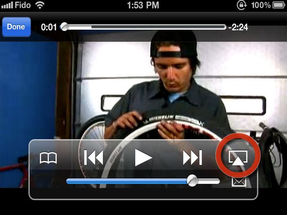Send the video feed from your device wirelessly to the TV by pressing the AirPlay™ button.