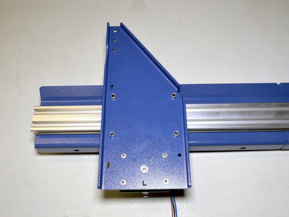 Slide the Y-Rail assembly onto the Side plate assembly as shown