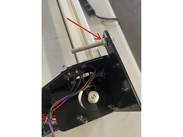 Mount the M6x40 cap screw to the right gantry as shown in the picture with the M6 nut.  For this you will need the 4mm Allen Key and the No 10 spanner.