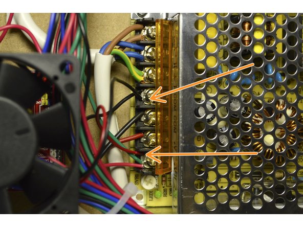 Connect the wires of the fan to the 100W, 12V Power Supply