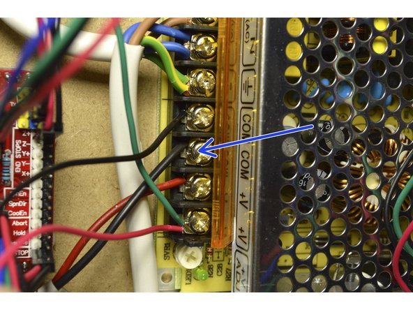 Insert the black Relay Power Ground Cable into the GND terminal on the mosfet and the other end on the 12V power supply