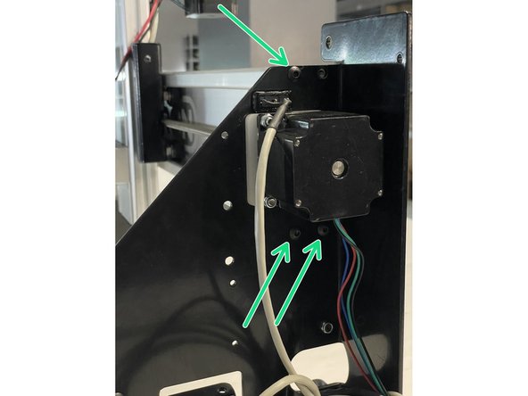 Mount the right gantry to the right side of the aluminium profile with 3 of the M5x16 black button head cap screws. (The 4th screw will be added later)