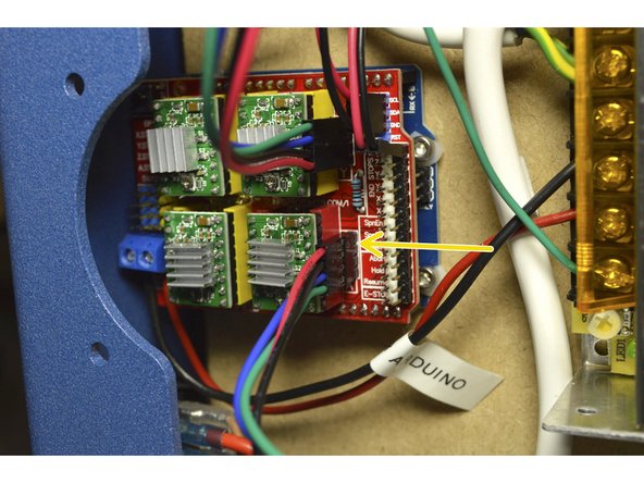 Connect the Right Y-Motor to the controller board at the bottom right plug with the red cable to the top