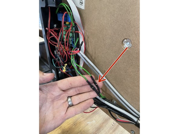 There are two green cables connected to the relay with male &amp; female spade terminals on them.  Connect these spade terminals to the green cable from the VFD with the spade terminals.