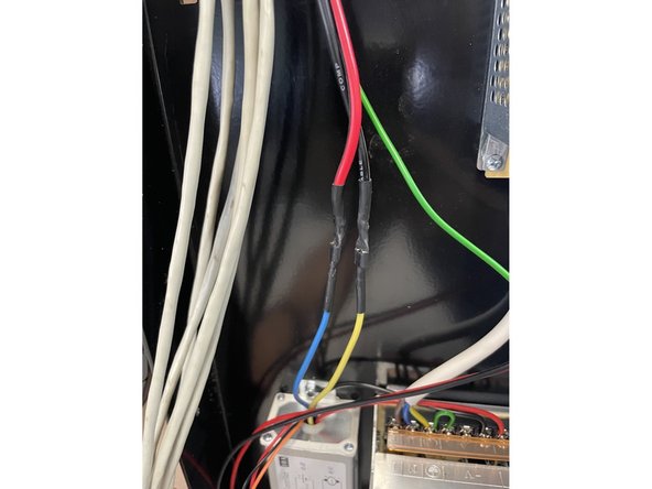 The red wire connects to the blue wire and the black wire connects to the yellow wire.