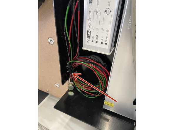 There is a spool of wires tied to the bottom of the Electronics Assembly. Cut the cable tie off with a side cutter and add these wires to the wires coming from the drag chain.