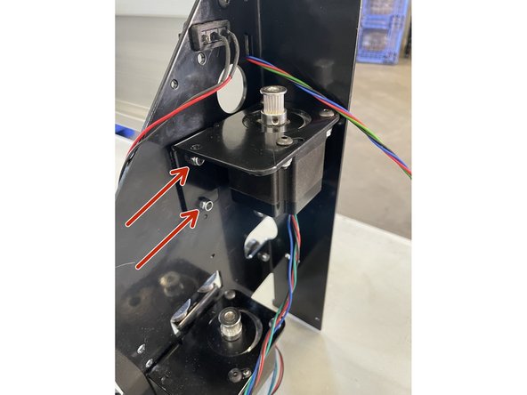 Mount the right stepper motor back to the right gantry as it was previously with the same screws.
