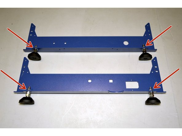 Mount the Swivel Feet (4 Pcs) with the M8 Washers (8 Pcs) on both sides of the plate and the M8 Lock Nuts (4 Pcs)