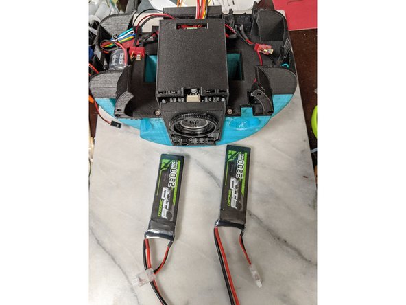 This step will use the fame so far and two 7.4 volt, 2200 mAh batteries.