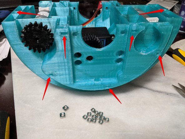 Here you will use 12x M3 Square Nuts and 2x M4 Square Nuts for setting up the main frame.