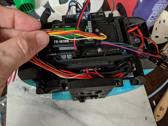 I used double sided tape to stick the rc receiver to the Arduino Top print as seen in Pic 1.