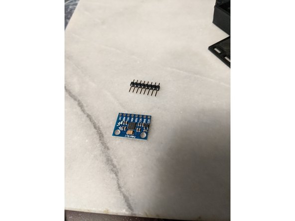 The GY-521 MPU-6050 comes with a heater. You will want to solder the straight header to the board as shown in Pic 2.