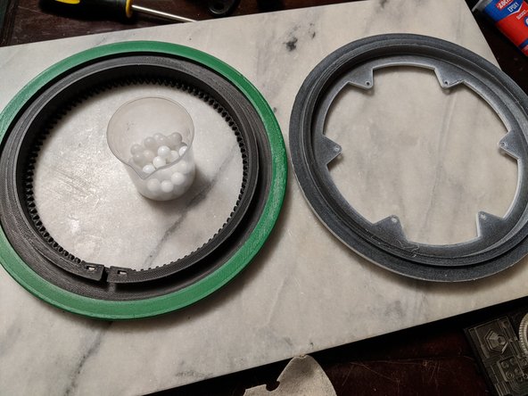 Here is where there is some option.  Michael Baddeley designed the lazy susan for 116 10mm plastic bearings (58 per side).  I ordered them and found them to be too tight in the lazy susan upon assembling.  So I ordered 200 3/8 inch delrin bearings which are 9.5mm and fit much better for my prints so that is what I used.