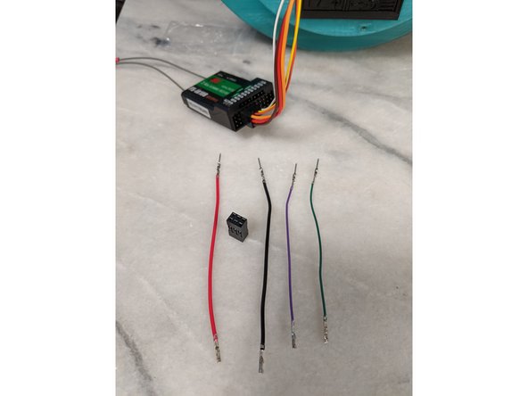 As before we will use 4 female crimps and 4 male crimps and each wire will get one female and one male crimp on each wire.
