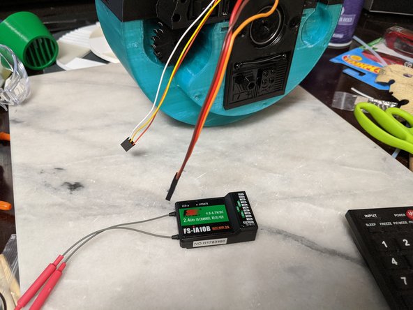 The Servo wires coming from the center can now be attached to the RC receiver.