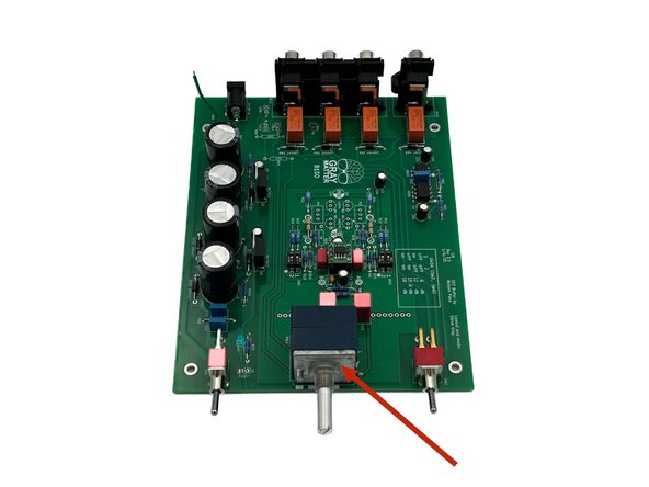 Ensure the pot is sitting flush with the PCB and is aligned squarely with the edge of the PCB before soldering.