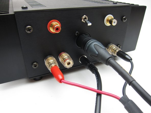 If using a source that has XLR cables, plug the XLR into the jack, and wire the speakers as shown.