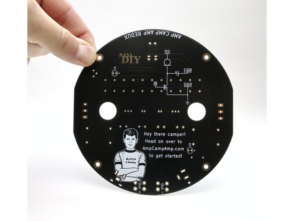 The side with the drawing of the Amp Camp Camper will mount only the LEDs, as they need to shine up through the pins of the heatsink. Neat!