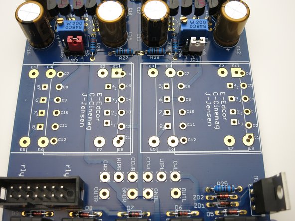 Photo 1 - The Iron Pre boards are designed for CineMag, Jensen, or Edcor transformers.  The pads for each are clearly marked with C, J, or E respectively.