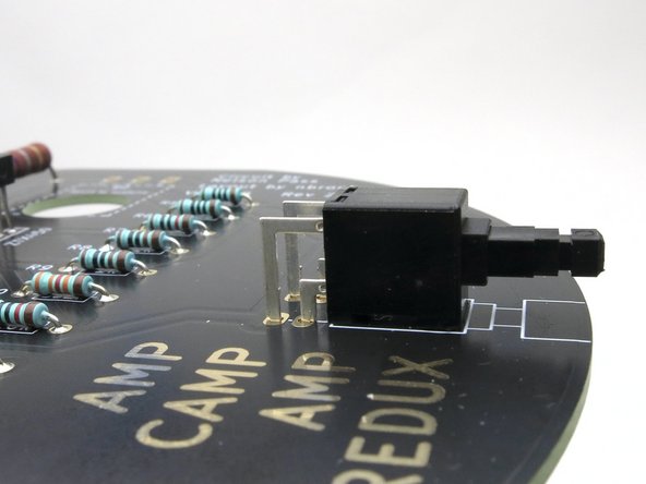 Make sure the switch is flat and square on the PCB before soldering.