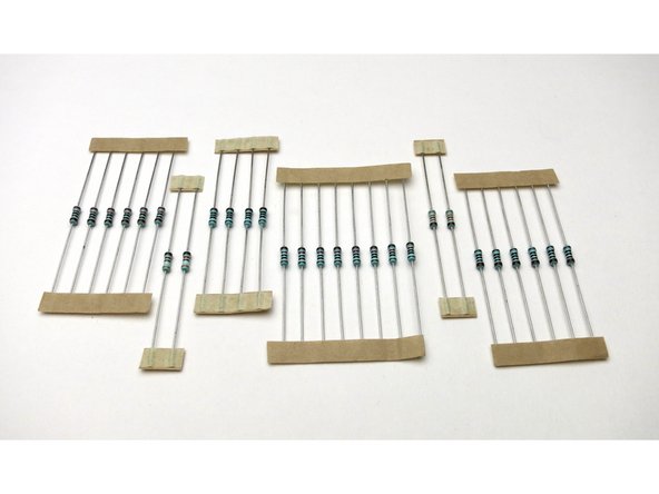 Please note that the resistor values are not labeled in the kit. This is a step for you to do later.