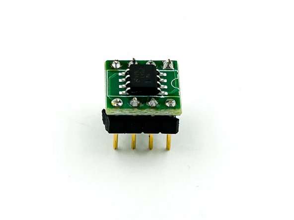 Photo 1 - U3 on PCB. Pin headers, DIP socket
