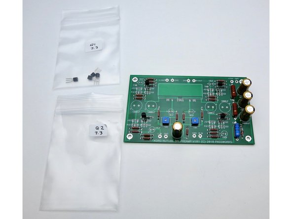 Photo 2 - There are two rows in each position for Jfets, one marked &quot;JQ1 Q2&quot; the other marked &quot;KQ1 Q2&quot; …These boards will allow the use of different JFETs. If you purchased the full kit, ONLY stuff the locations marked with J. The rows with the J are for the J113 parts (Fairchild, included in the kits)