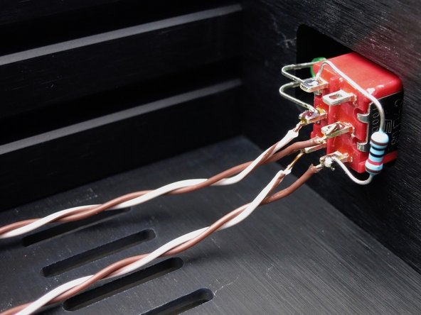 Photo 2 - Wires from bottom of switch to the PCB. Brown is +24V, brown/wht is GND