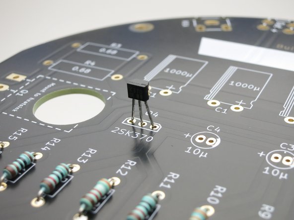 Note that the outline on the PCB is drawn in a way to look like the shape of the transistors, both of these are directional.