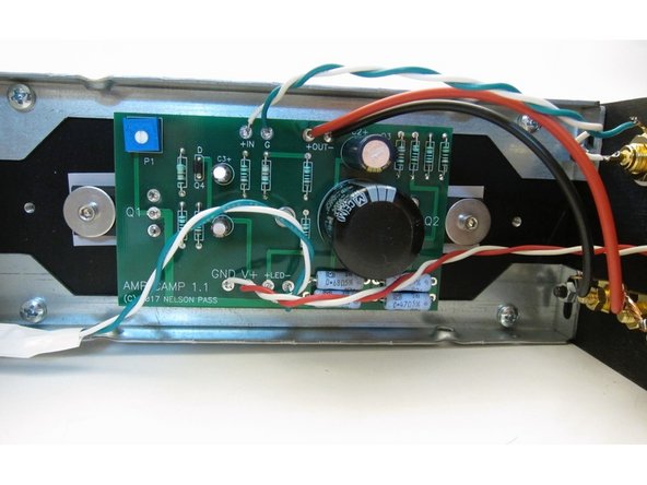 First image: PCB to back panel wiring. Power from the back panel, red (+), white (-)