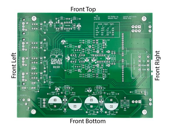 Throughout the guide, the top, bottom, left, right, front, back, or combinations will be referenced.  Here is a quick overview.