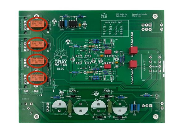 The relays are keyed, so they can only be installed one way. Use a piece of tape if necessary to hold them in place while soldering.