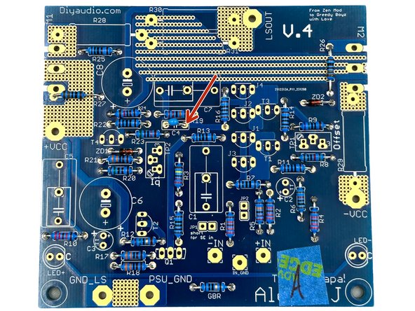 C4 is the small, blue 5pF, ceramic capacitor.
