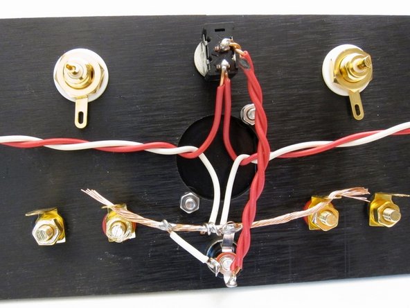 First image: The red and white wires connect to GND and V+ on the Circuit Board. Red is V+, White is GND