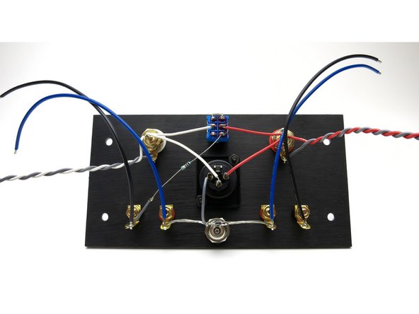 Solder blue heavy wire to red speaker posts.